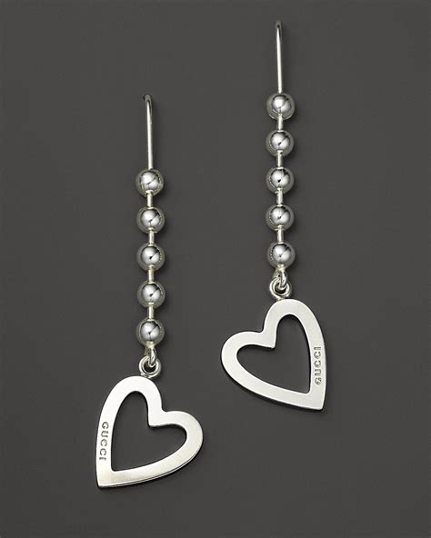 gucci toggle silver heart drop earrings